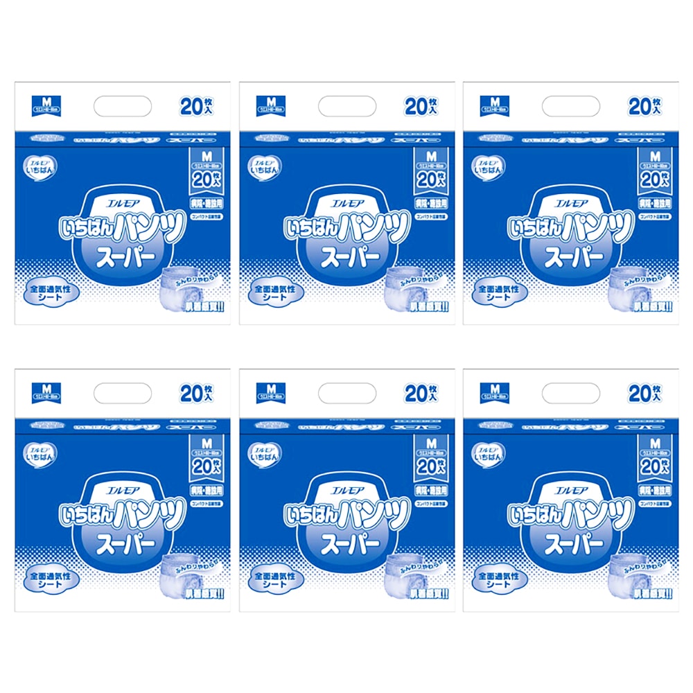 カミ商事 エルモア いちばんパンツ スーパー Mサイズ 計120枚 (20枚×6袋)