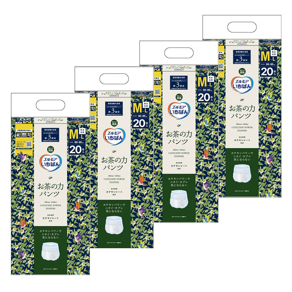 カミ商事 エルモア いちばん お茶の力パンツ M-Lサイズ 計80枚 (20枚×4袋)