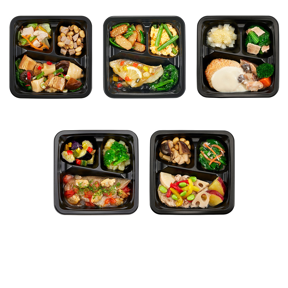食のそよ風 プチデリカ5食 Cセット (やみつきチーズタッカルビ、タラのバター焼レモンソース、青椒肉絲など、全5種)