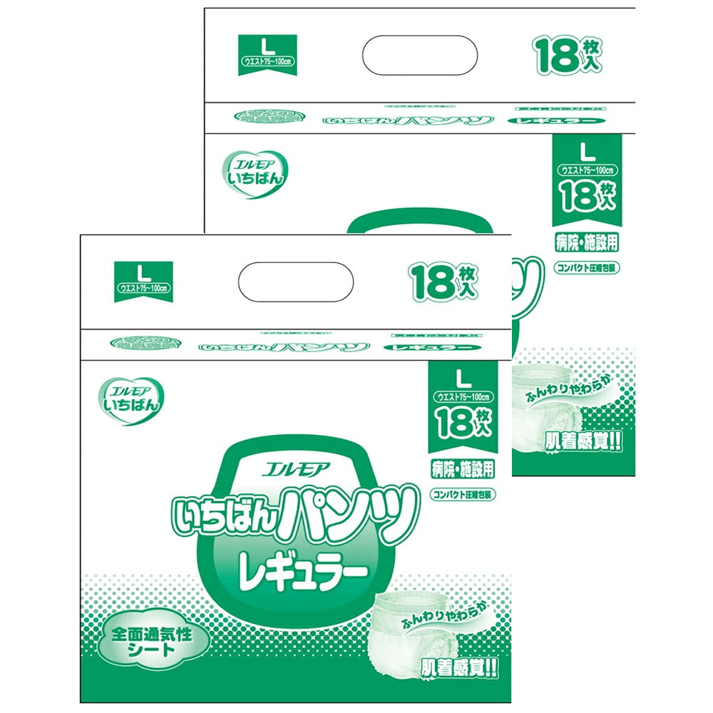 【セール対象商品】カミ商事 エルモア いちばんパンツ レギュラー Lサイズ 計36枚 (18枚×2袋)