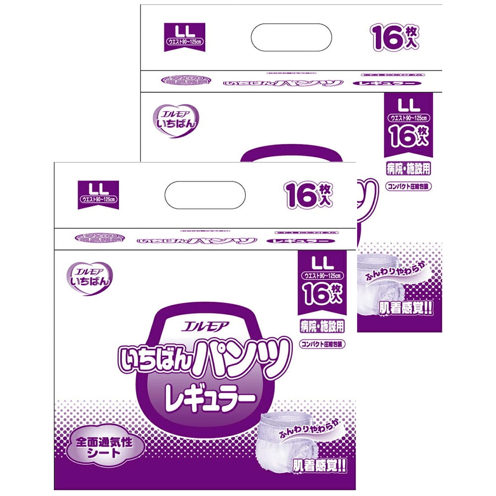 【セール対象商品】カミ商事 エルモア いちばんパンツ レギュラー LLサイズ 計32枚 (16枚×2袋)
