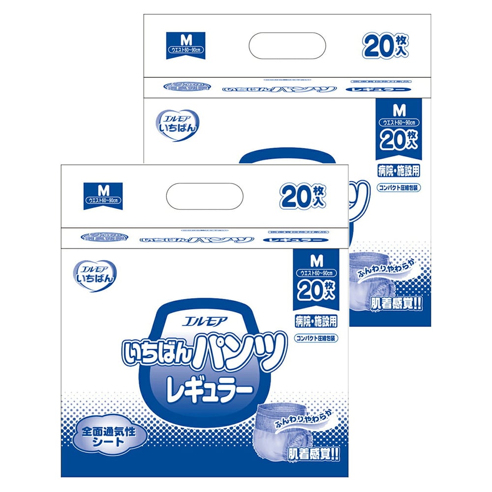 【セール対象商品】カミ商事 エルモア いちばんパンツ レギュラー Mサイズ 計40枚 (20枚×2袋)