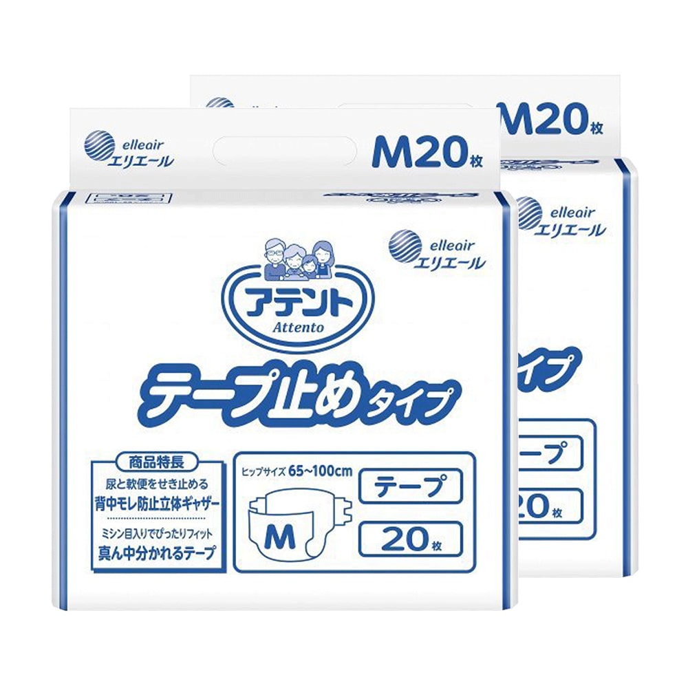 【セール対象商品】大王製紙 アテント テープ止めタイプ Mサイズ 計40枚 (20枚×2袋)