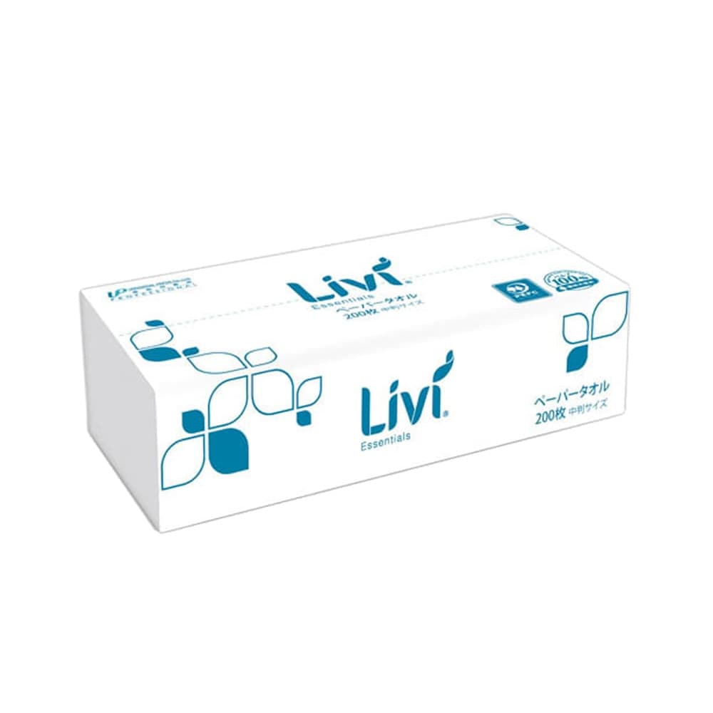ユニバーサル・ペーパー Livi リビィ ペーパータオル ソフトタイプ レギュラー 中判 (200枚)×20パック