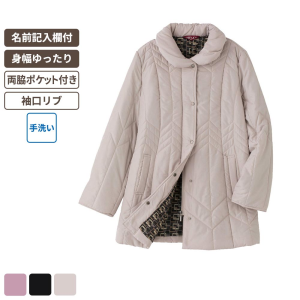 ケアファッション 中綿丸衿コート ベージュ Mサイズ