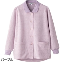 ケアファッション 斜め釦ホールポロカーディ(婦人)Ｓパープル