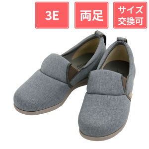 徳武産業 あゆみシューズ ゆったり簡単スリップオン 3E 両足 グレー S(21.0～21.5cm)