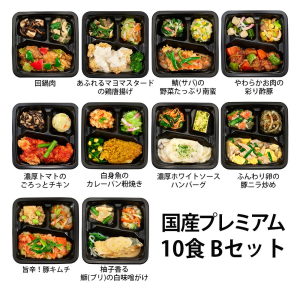 食のそよ風 国産プレミアム10食 Bセット (回鍋肉、白身魚のカレーパン粉焼き、濃厚トマトのごろっとチキンなど、全10種)