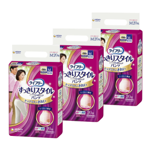 【まとめ買い割引対象】ユニ・チャーム ライフリー すっきりスタイルパンツ ナチュラルピンク Mサイズ 計60枚 (20枚×3袋)