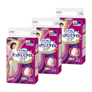 【まとめ買い割引対象】ユニ・チャーム ライフリー すっきりスタイルパンツ ナチュラルピンク Lサイズ 計54枚 (18枚×3袋)