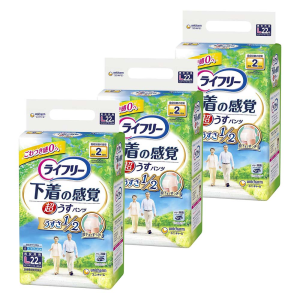 【まとめ買い割引対象】ユニ・チャーム ライフリー 下着の感覚 超うす型パンツ Lサイズ 計66枚 (22枚×3袋)