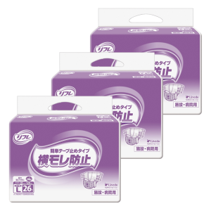 【まとめ買い割引対象】リブドゥコーポレーション リフレ 横モレ防止 簡単テープ止め 小さめLサイズ 計78枚 (26枚×3袋)