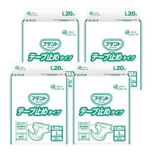 【まとめ買い割引対象】大王製紙 アテント テープ止めタイプ Lサイズ 計80枚 (20枚×4袋)