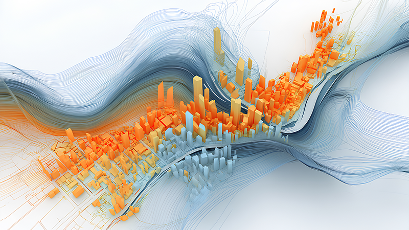 ハザードマップをイメージした3Dグラフィック