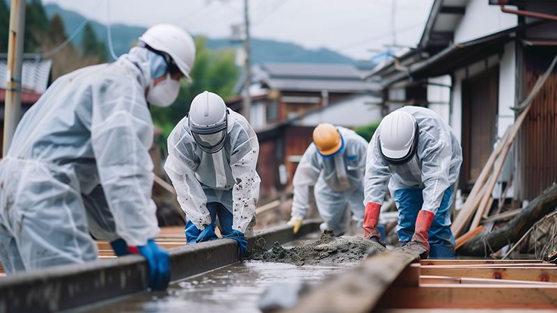 被災地での復旧作業を行う作業員