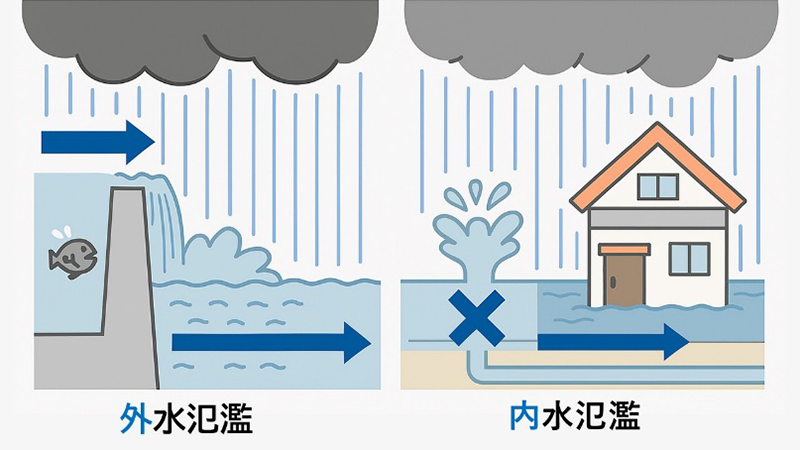 外水氾濫と内水氾濫の違い