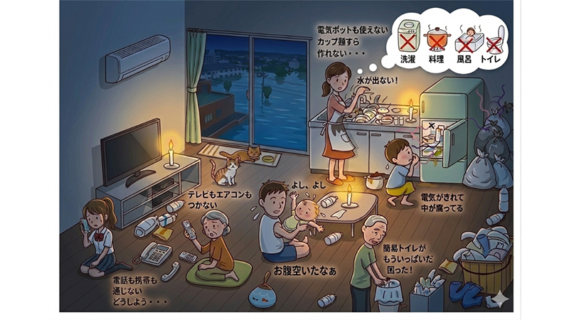 大規模水害時の過酷な生活イメージ