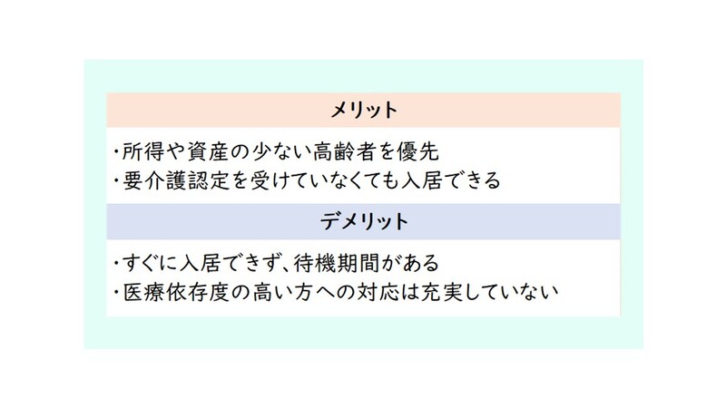 経費老人ホーム・ケアハウスのメリットとデメリット