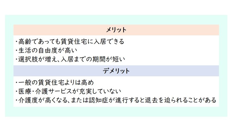 サービス付き高齢者住宅のメリット・デメリット