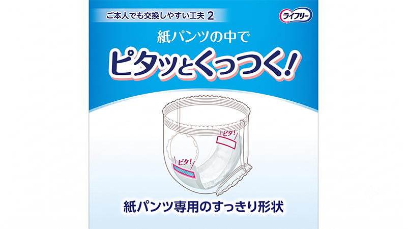 排前後のワンタッチテープが紙パンツにしっかりとつくイメージ
