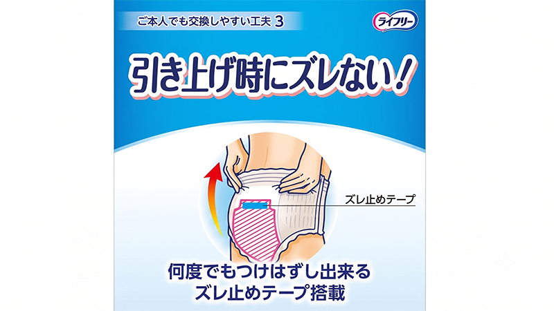 「ふっくらフィット吸収体」が引き上げ時にドーム状に変形し、隙間を作りにくくするイメージ